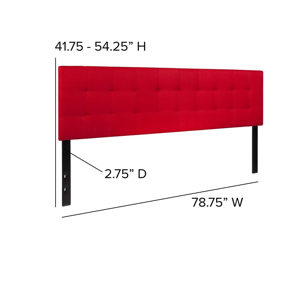Bedford Tufted Upholstered King Size Headboard in Red Fabric