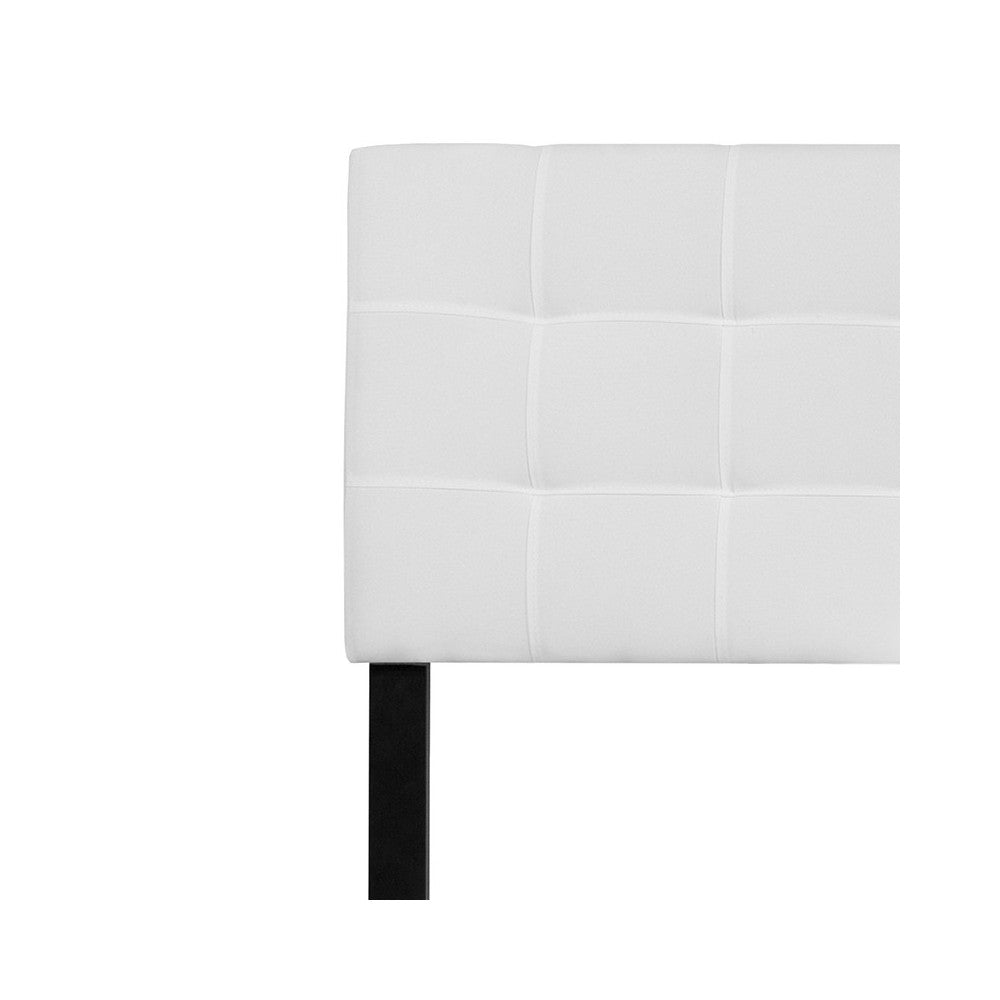 Bedford Tufted Upholstered King Size Headboard in White Fabric