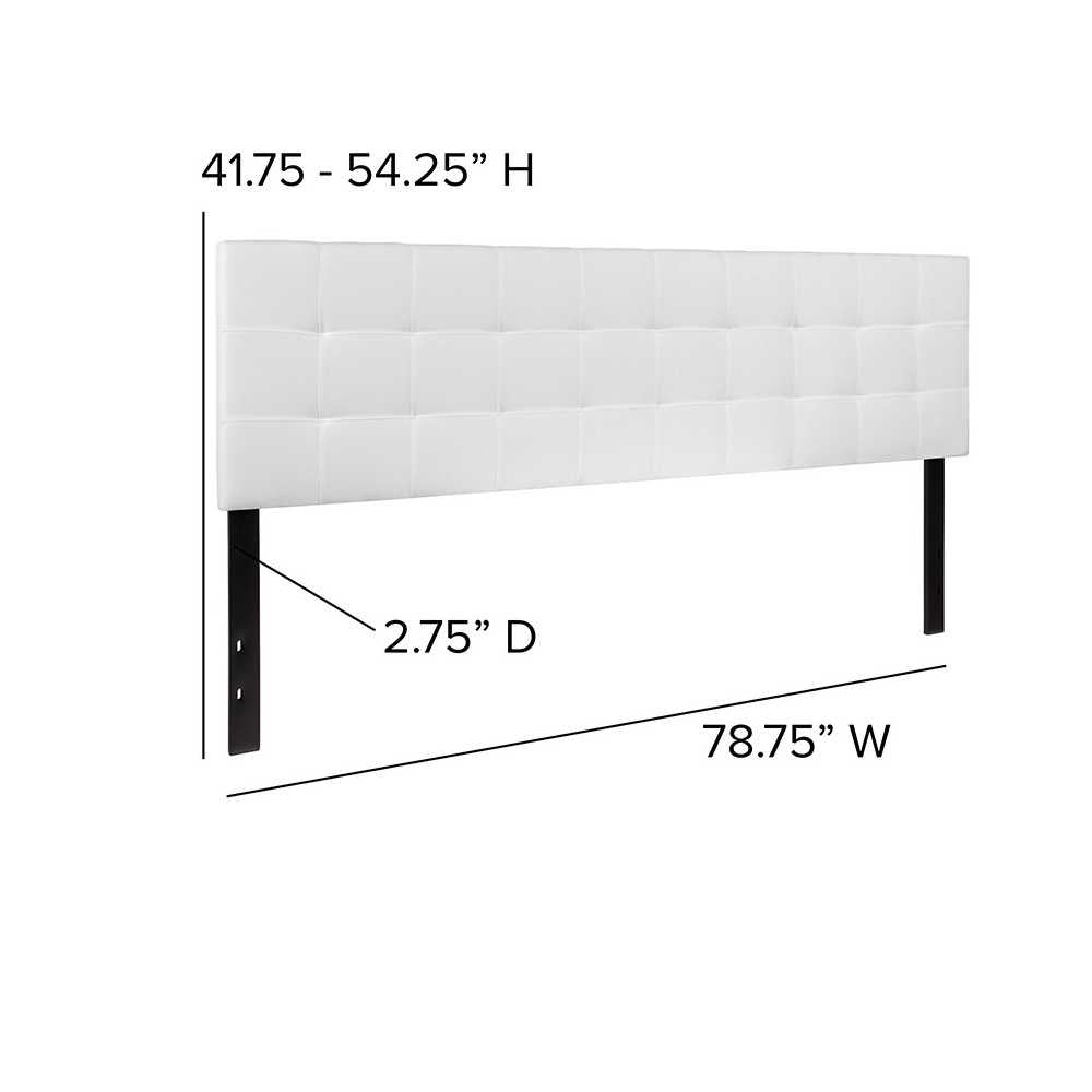 Bedford Tufted Upholstered King Size Headboard in White Fabric