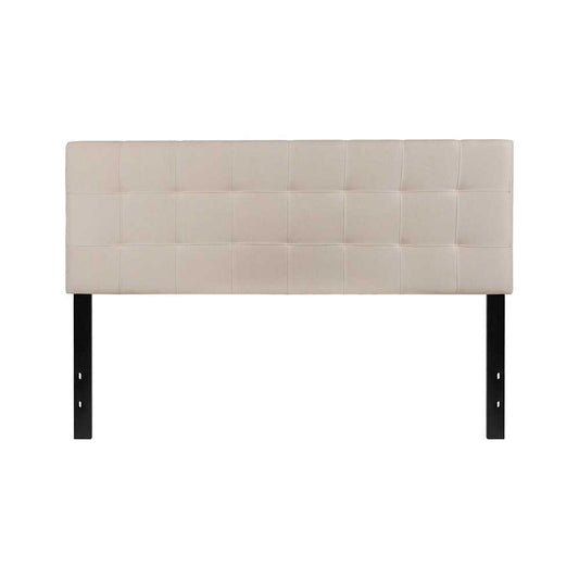 Bedford Tufted Upholstered Queen Size Headboard in Beige Fabric