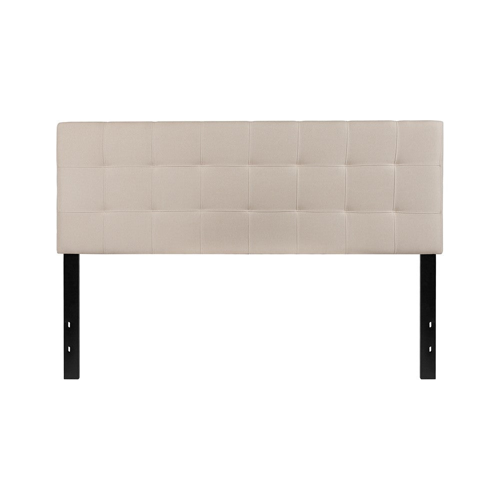 Bedford Tufted Upholstered Queen Size Headboard in Beige Fabric