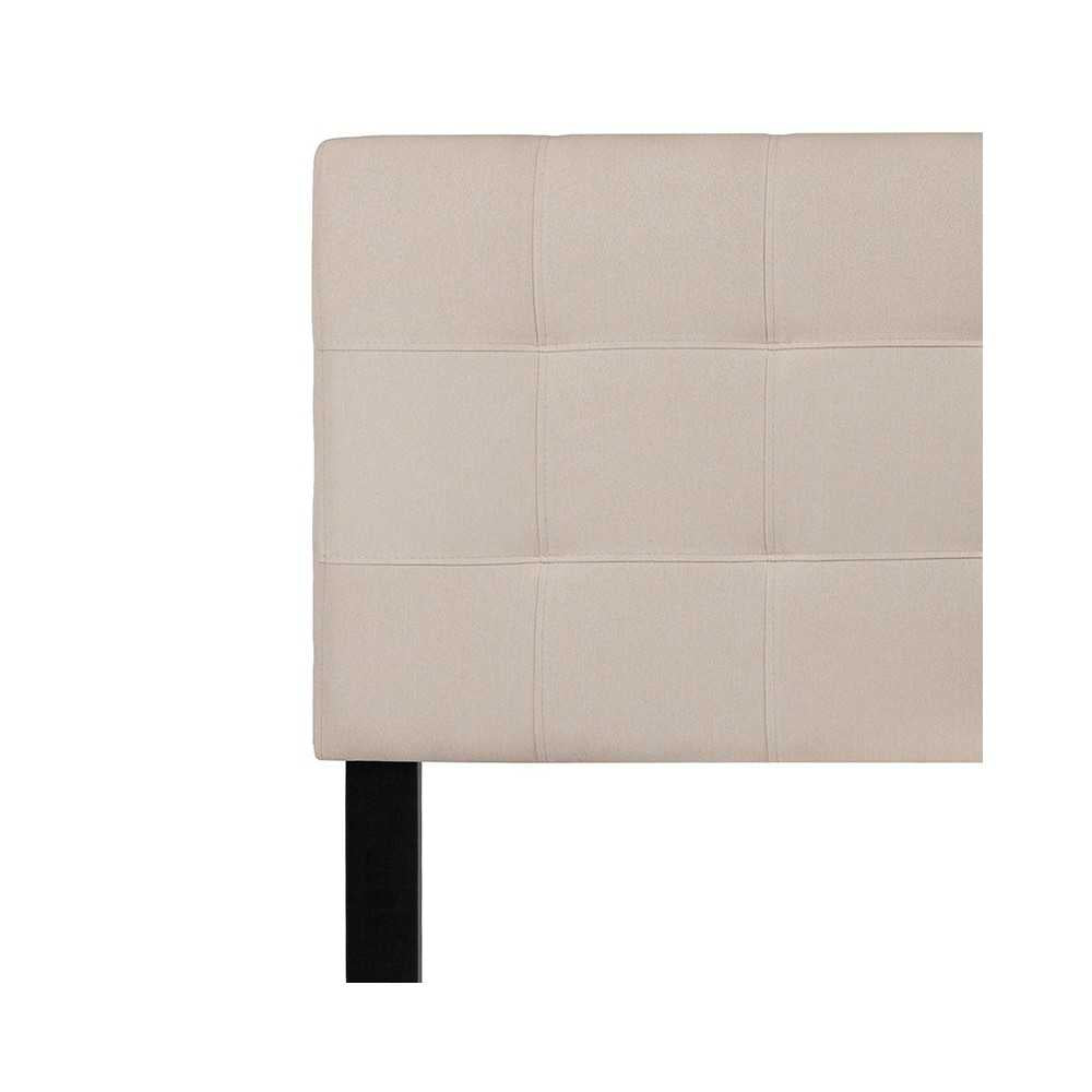 Bedford Tufted Upholstered Queen Size Headboard in Beige Fabric