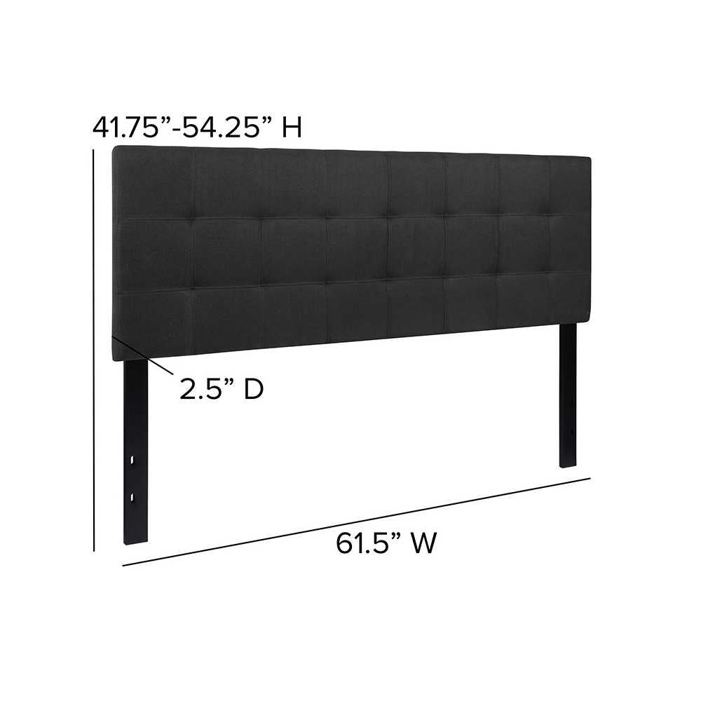 Bedford Tufted Upholstered Queen Size Headboard in Black Fabric