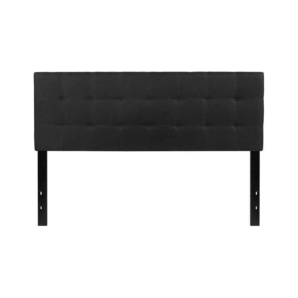 Bedford Tufted Upholstered Queen Size Headboard in Black Fabric