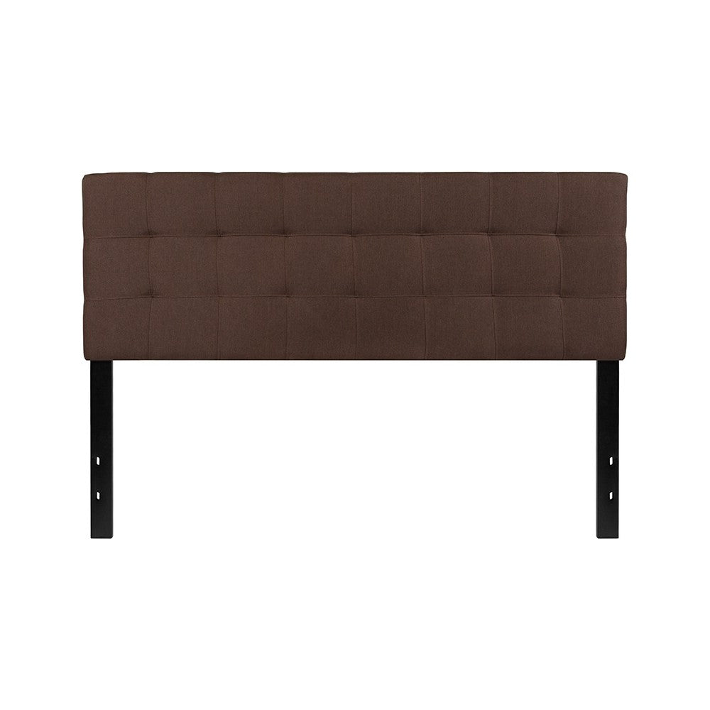 Bedford Tufted Upholstered Queen Size Headboard in Dark Brown Fabric