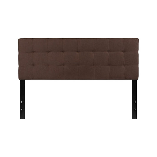 Bedford Tufted Upholstered Queen Size Headboard in Dark Brown Fabric