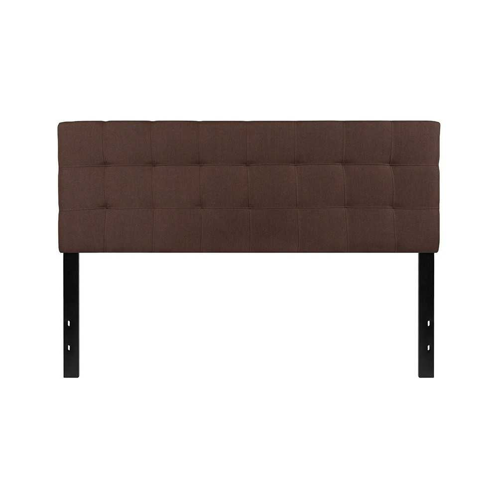 Bedford Tufted Upholstered Queen Size Headboard in Dark Brown Fabric