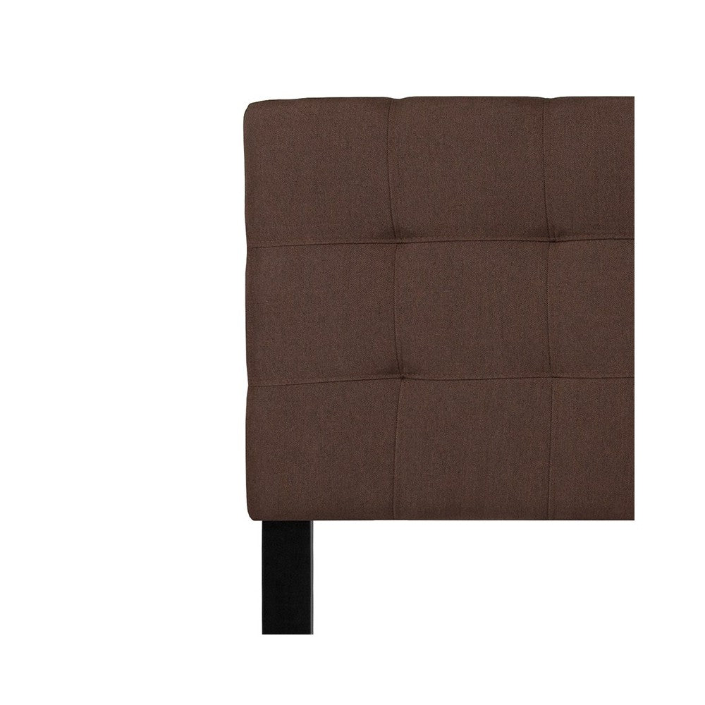 Bedford Tufted Upholstered Queen Size Headboard in Dark Brown Fabric