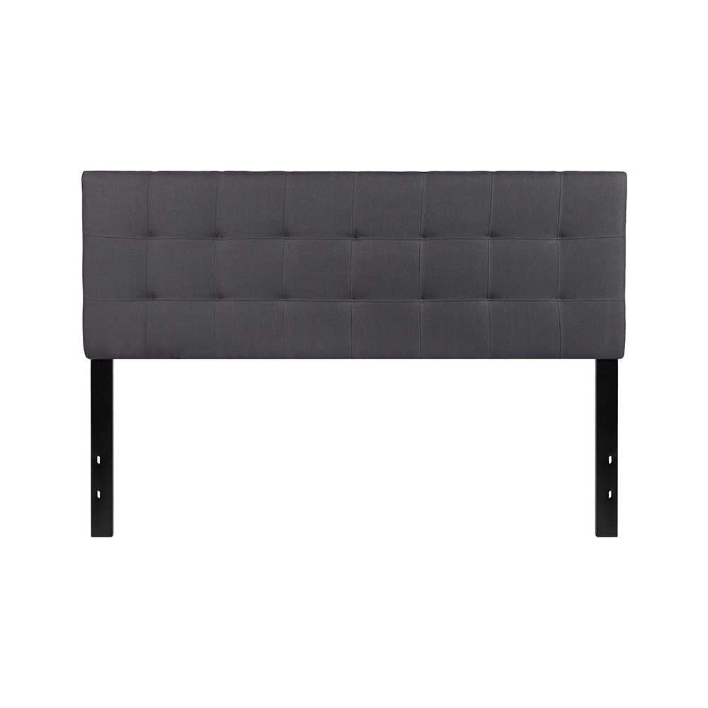 Bedford Tufted Upholstered Queen Size Headboard in Dark Gray Fabric