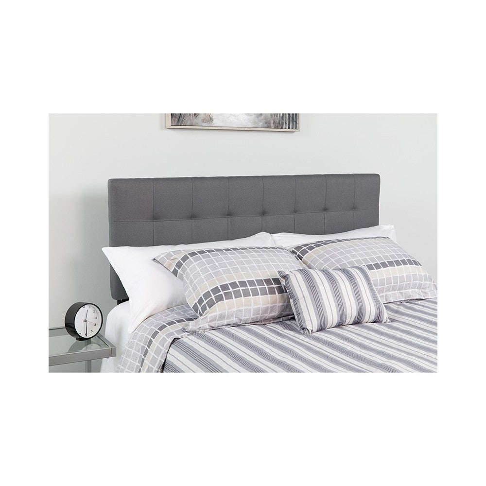 Bedford Tufted Upholstered Queen Size Headboard in Dark Gray Fabric