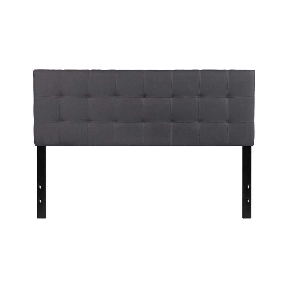 Bedford Tufted Upholstered Queen Size Headboard in Dark Gray Fabric