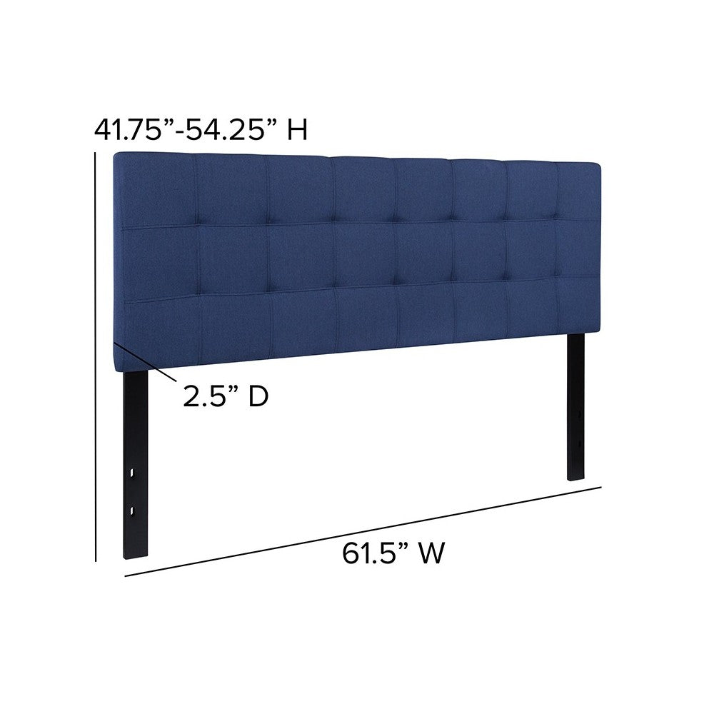 Bedford Tufted Upholstered Queen Size Headboard in Navy Fabric
