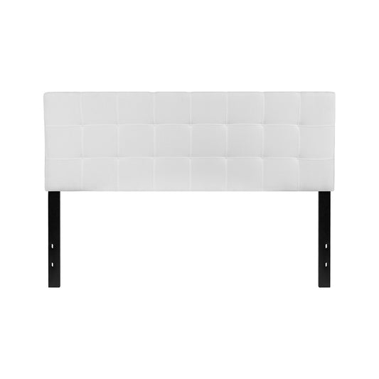 Bedford Tufted Upholstered Queen Size Headboard in White Fabric
