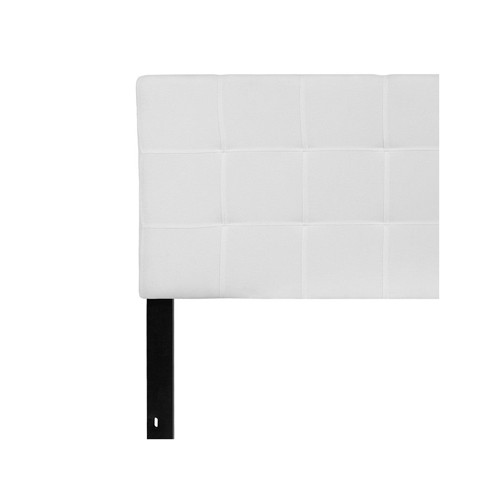 Bedford Tufted Upholstered Queen Size Headboard in White Fabric