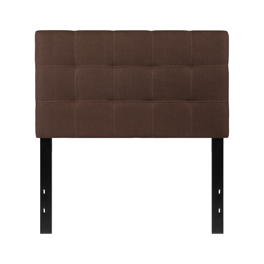 Bedford Tufted Upholstered Twin Size Headboard in Dark Brown Fabric