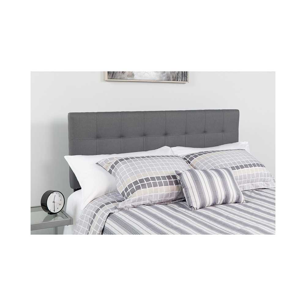 Bedford Tufted Upholstered Twin Size Headboard in Dark Gray Fabric