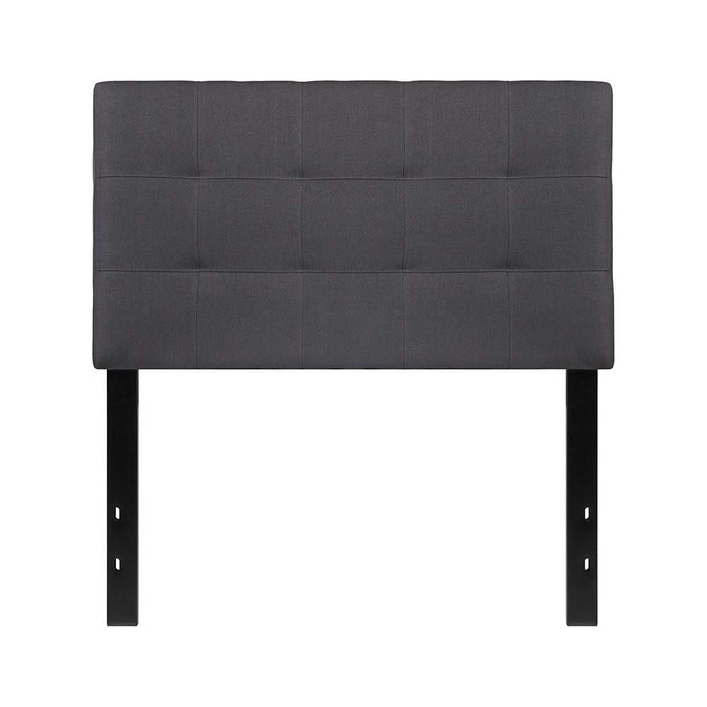 Bedford Tufted Upholstered Twin Size Headboard in Dark Gray Fabric