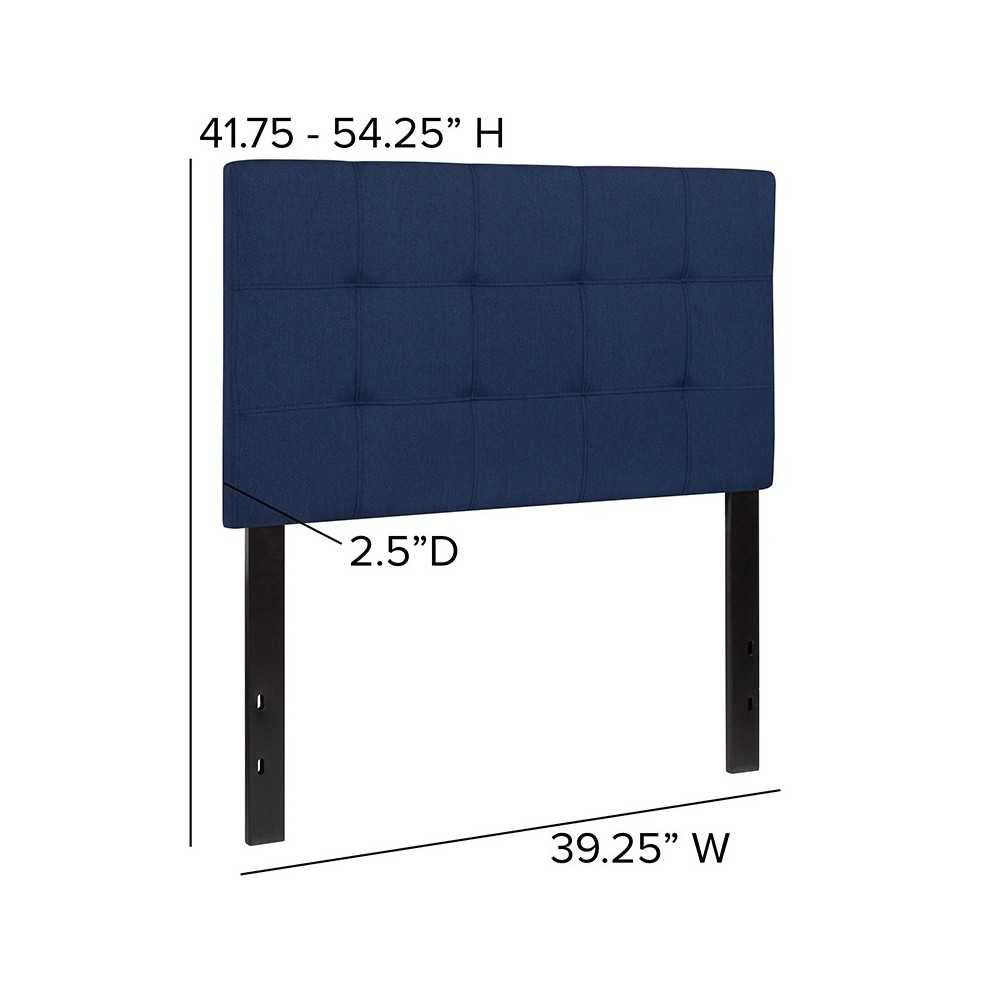 Bedford Tufted Upholstered Twin Size Headboard in Navy Fabric