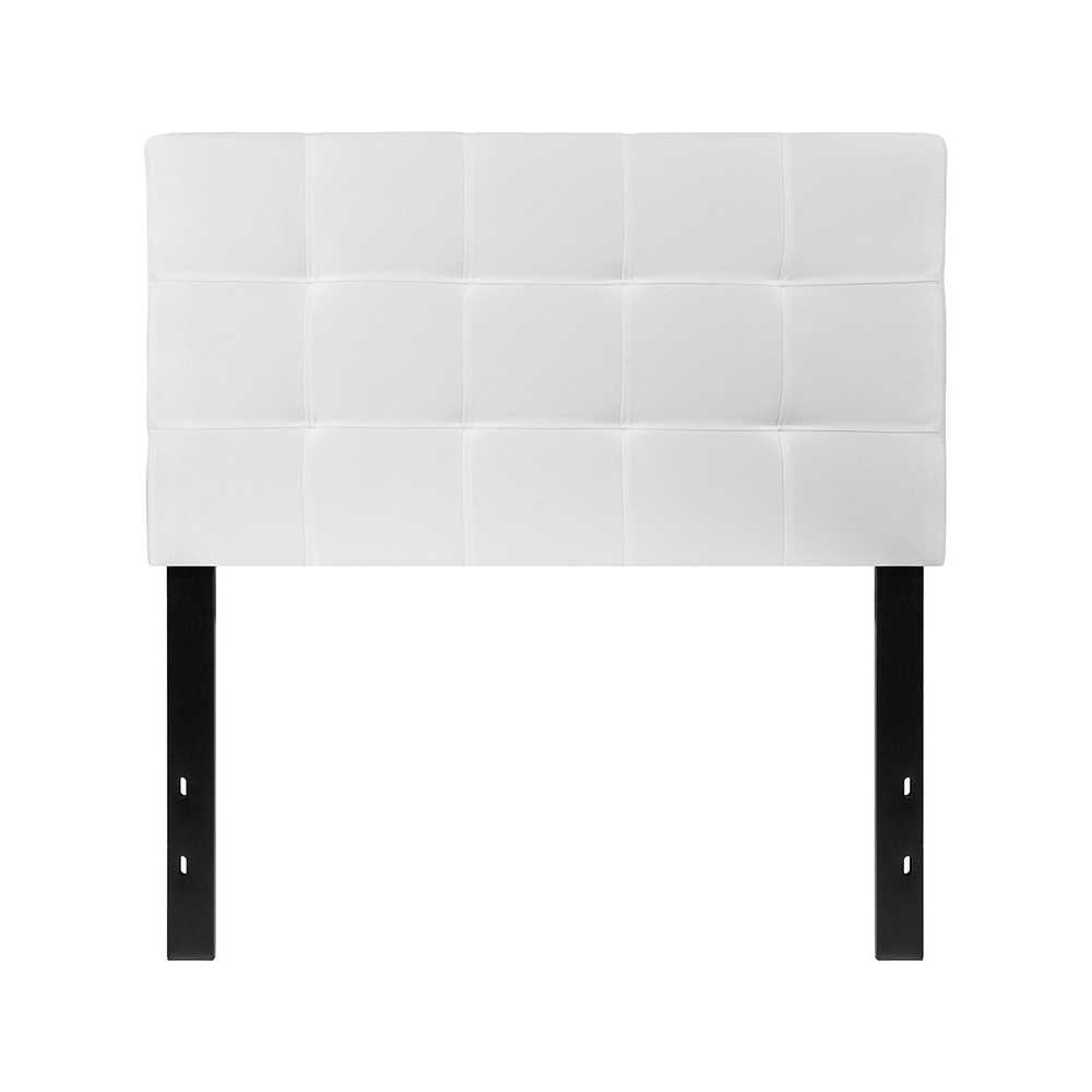 Bedford Tufted Upholstered Twin Size Headboard in White Fabric
