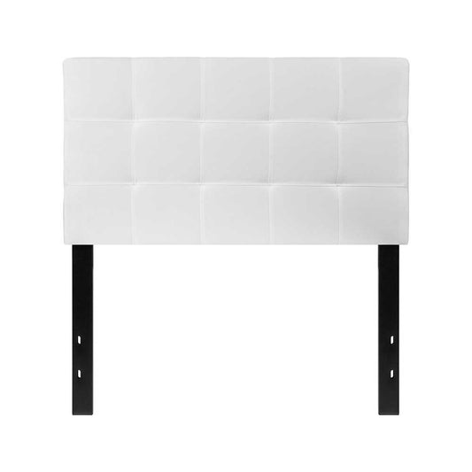 Bedford Tufted Upholstered Twin Size Headboard in White Fabric