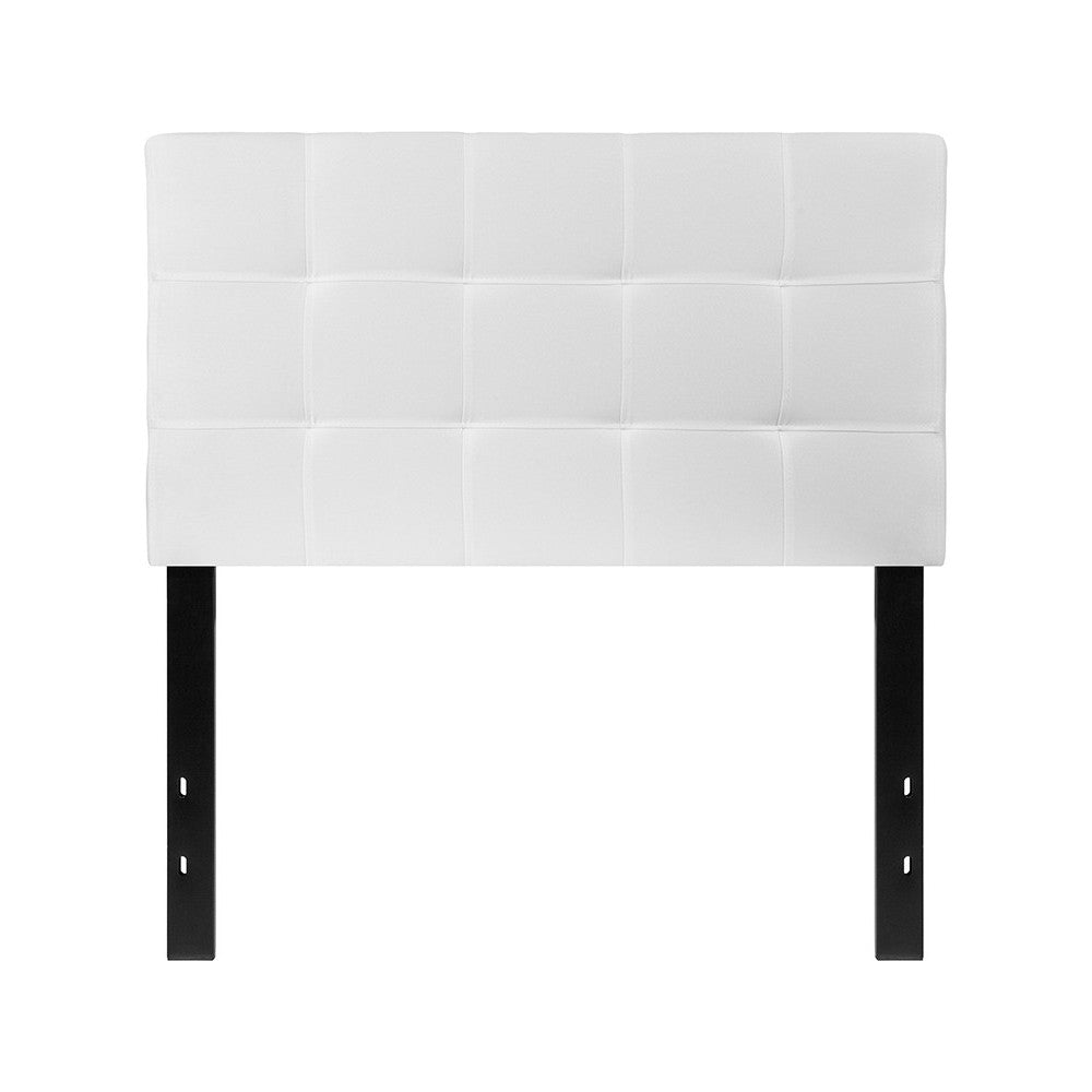 Bedford Tufted Upholstered Twin Size Headboard in White Fabric