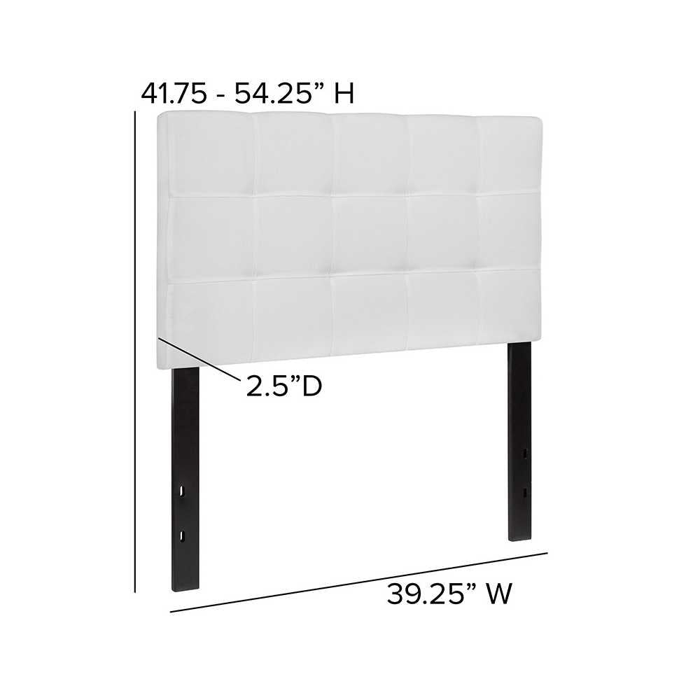 Bedford Tufted Upholstered Twin Size Headboard in White Fabric