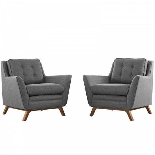Beguile 2 Piece Upholstered Fabric Living Room Set, Gray