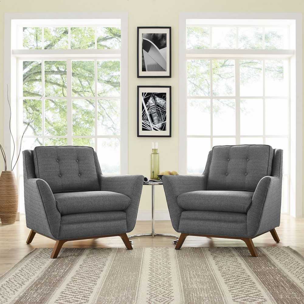 Beguile 2 Piece Upholstered Fabric Living Room Set, Gray