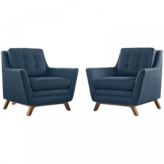 Beguile 2 Piece Upholstered Fabric Living Room Set, Azure