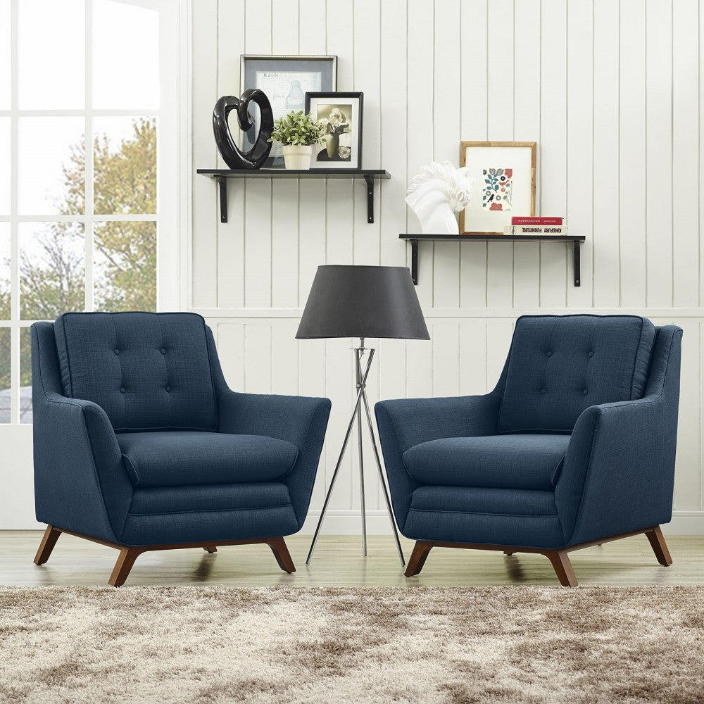 Beguile 2 Piece Upholstered Fabric Living Room Set, Azure