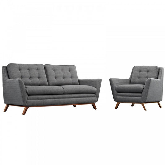 Beguile Living Room Set Upholstered Fabric Set of 2, Gray, EEI-2432-DOR-SET