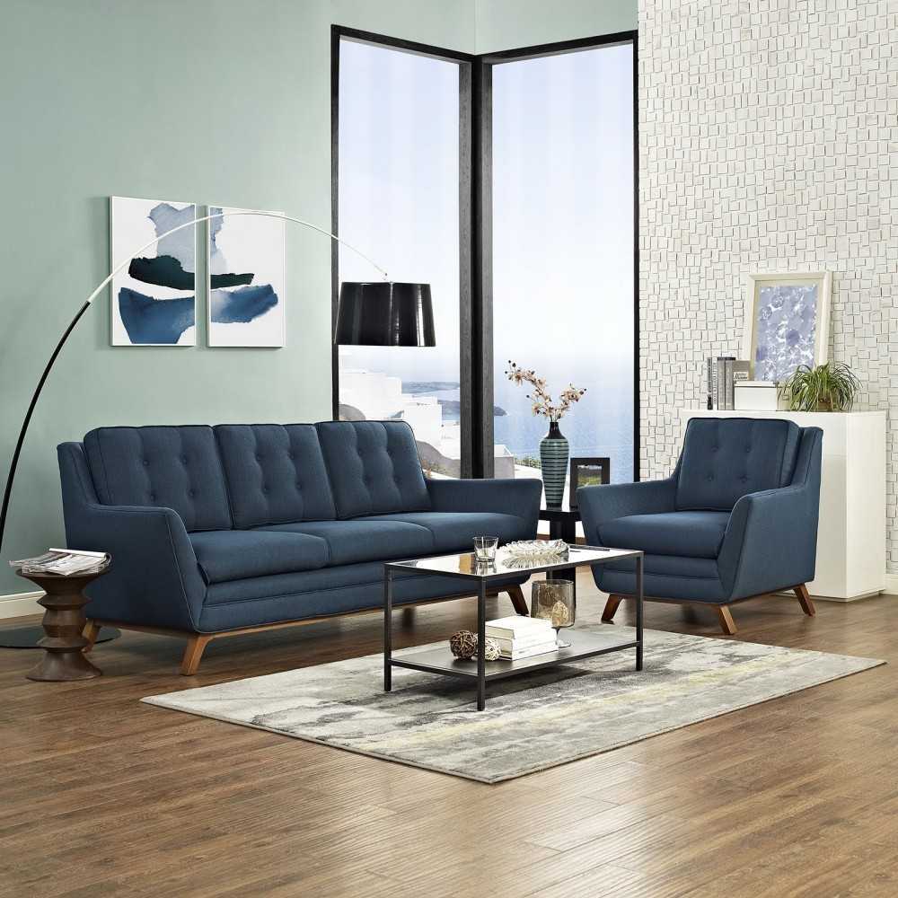 Beguile Living Room Set Upholstered Fabric Set of 2, Azure, EEI-2433-AZU-SET
