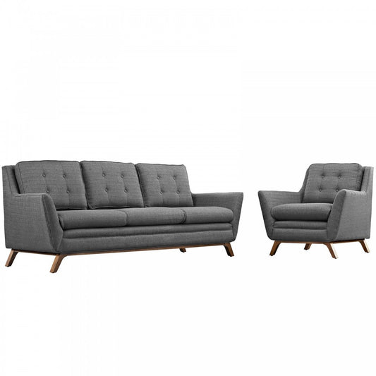 Beguile Living Room Set Upholstered Fabric Set of 2, Gray, EEI-2433-DOR-SET