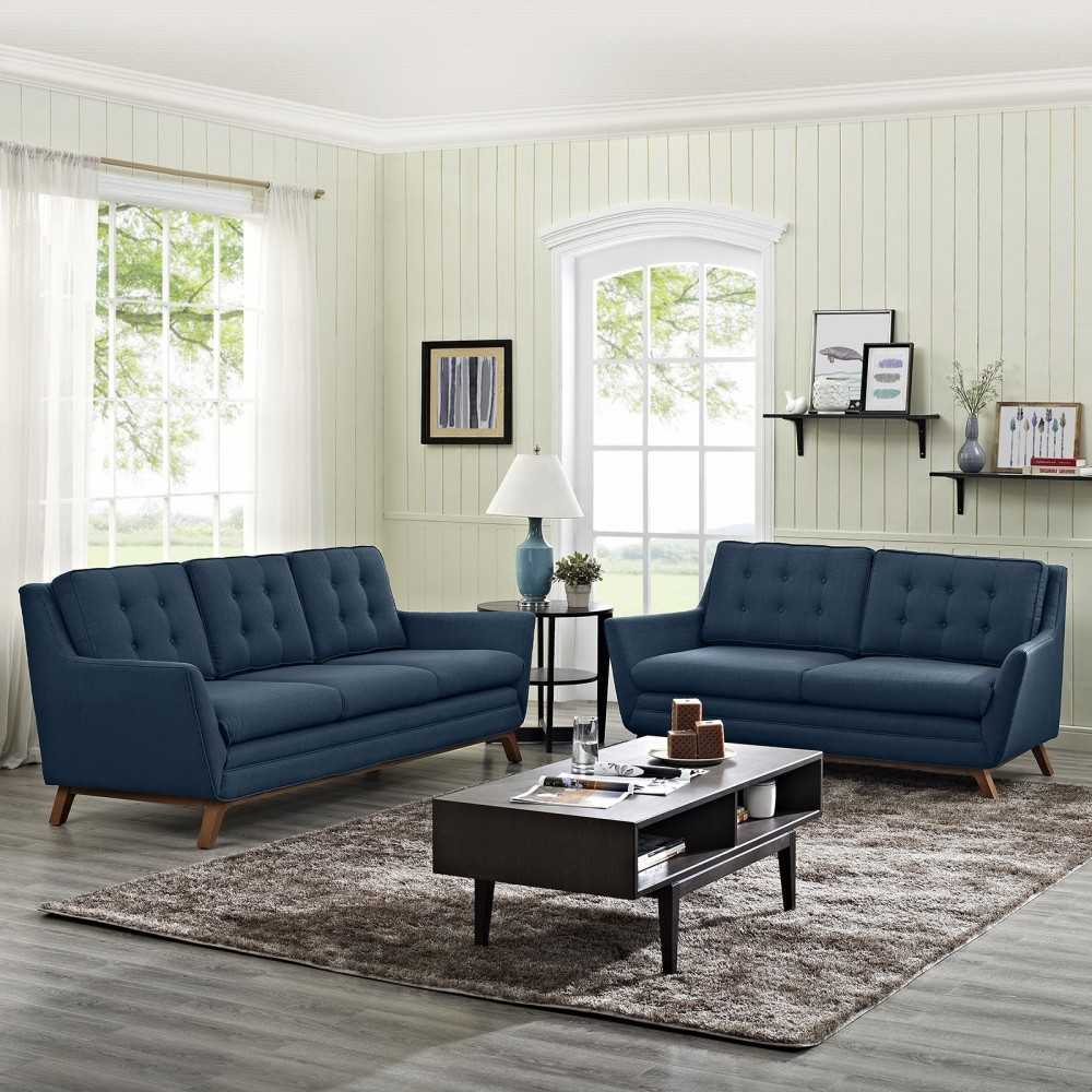 Beguile Living Room Set Upholstered Fabric Set of 2, Azure, EEI-2434-AZU-SET
