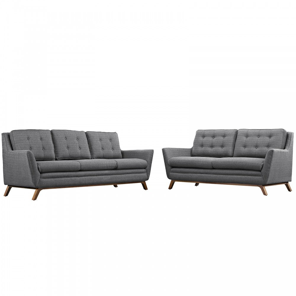 Beguile Living Room Set Upholstered Fabric Set of 2, Gray, EEI-2434-DOR-SET
