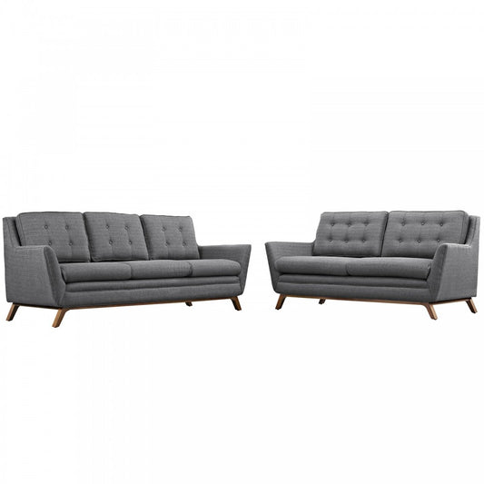 Beguile Living Room Set Upholstered Fabric Set of 2, Gray, EEI-2434-DOR-SET