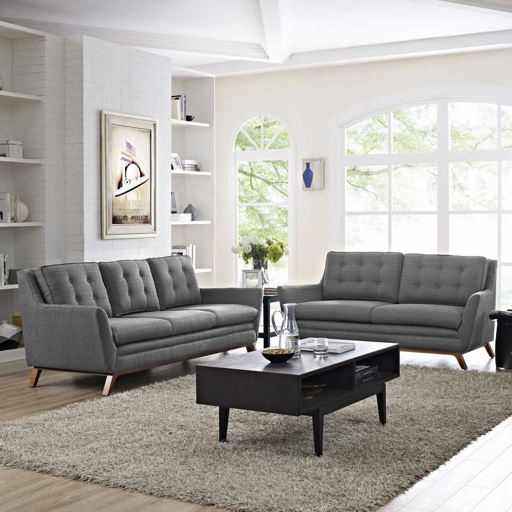 Beguile Living Room Set Upholstered Fabric Set of 2, Gray, EEI-2434-DOR-SET