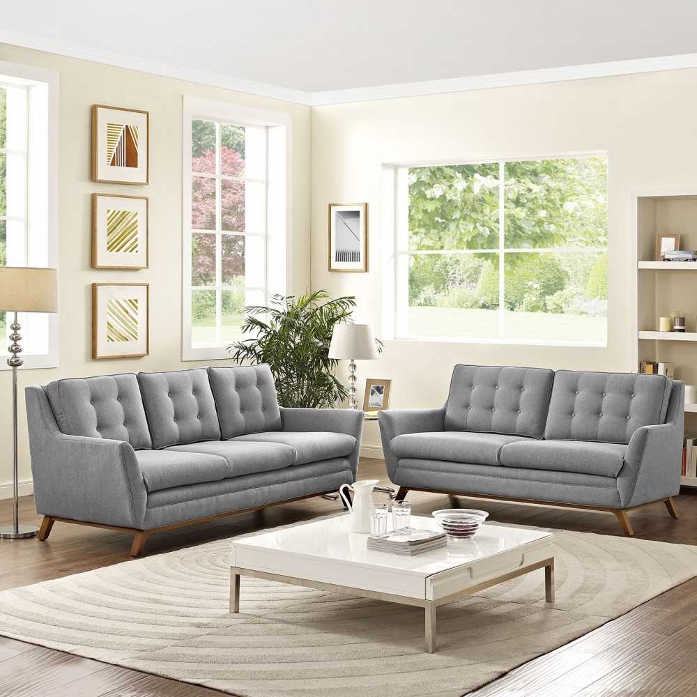 Beguile Living Room Set Upholstered Fabric Set of 2, Expectation Gray