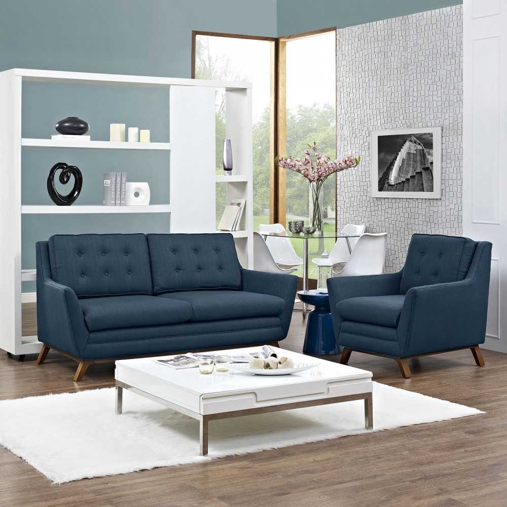 Beguile Living Room Set Upholstered Fabric Set of 2, Azure, EEI-2432-AZU-SET