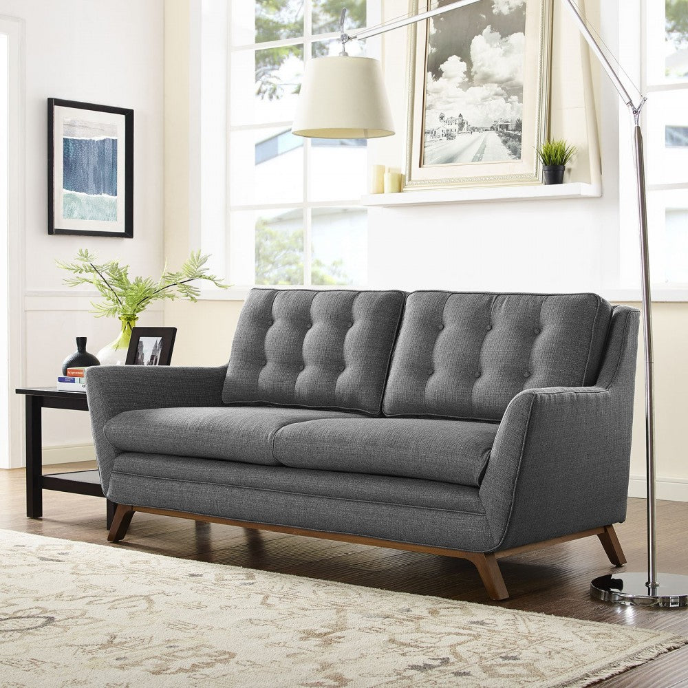 Beguile Upholstered Fabric Loveseat, Gray