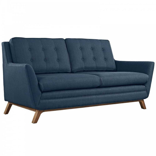 Beguile Upholstered Fabric Loveseat, Azure