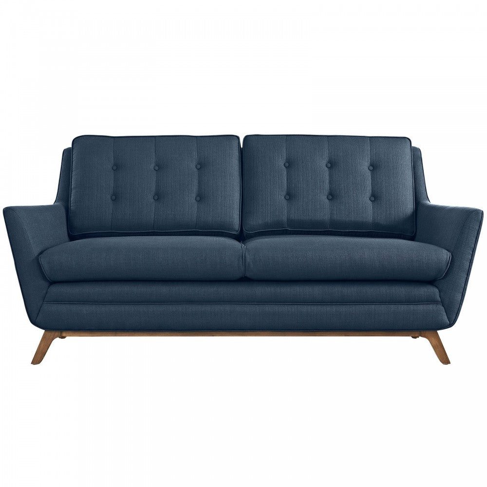 Beguile Upholstered Fabric Loveseat, Azure