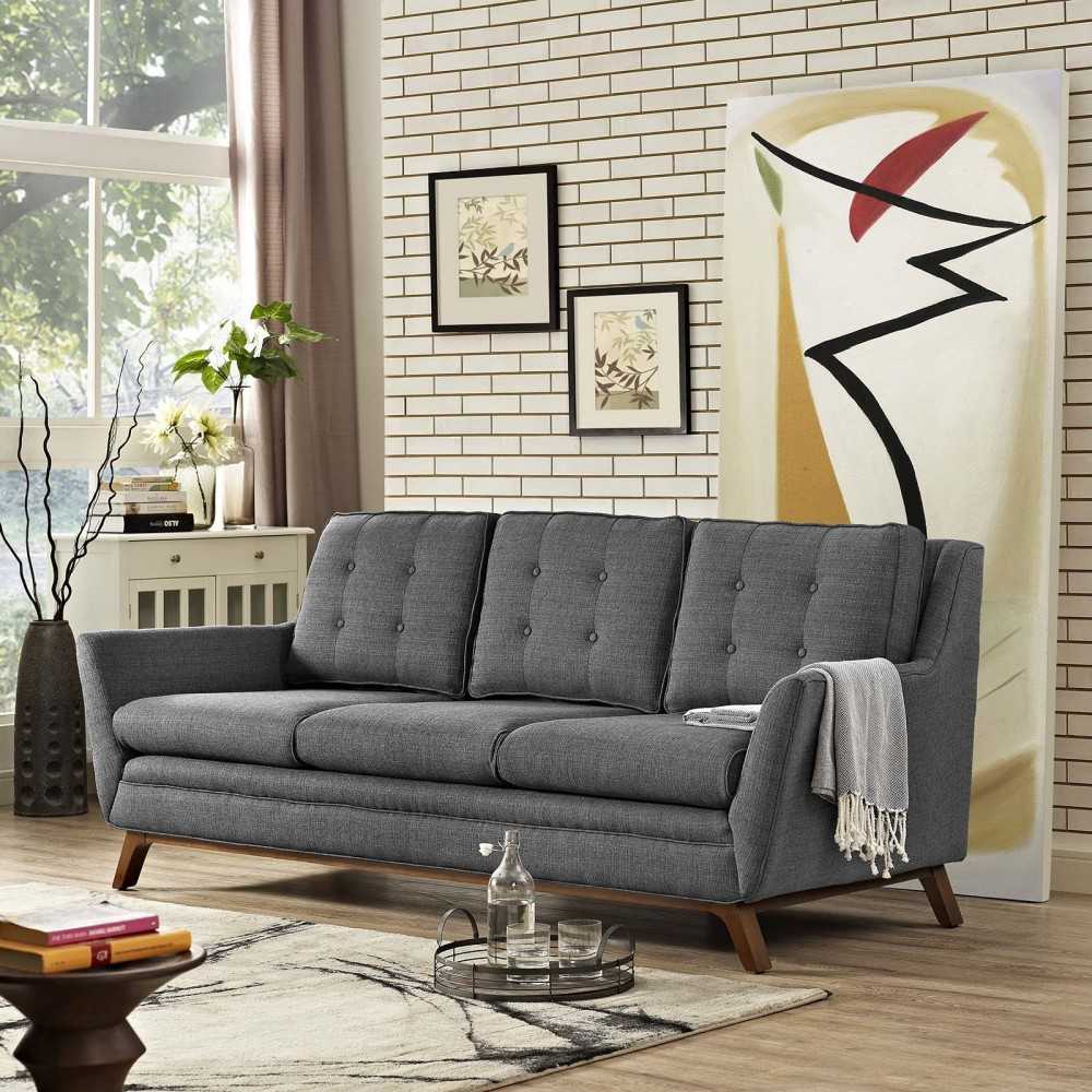 Beguile Upholstered Fabric Sofa, Gray