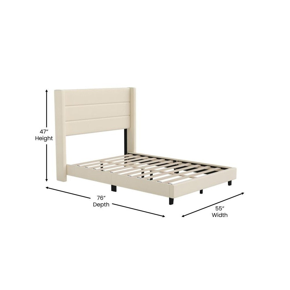 Beige Full Platform Bed