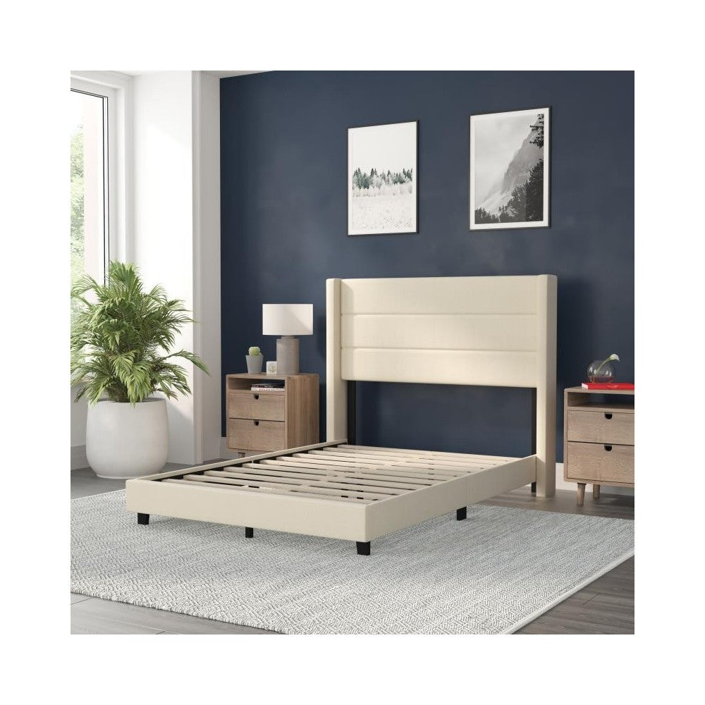 Beige Full Platform Bed