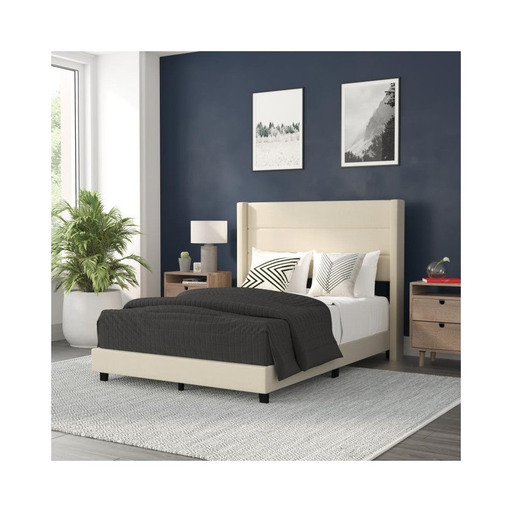 Beige Full Platform Bed