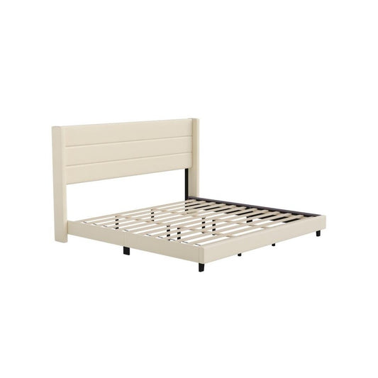 Beige King Platform Bed