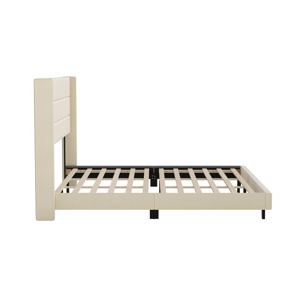 Beige King Platform Bed