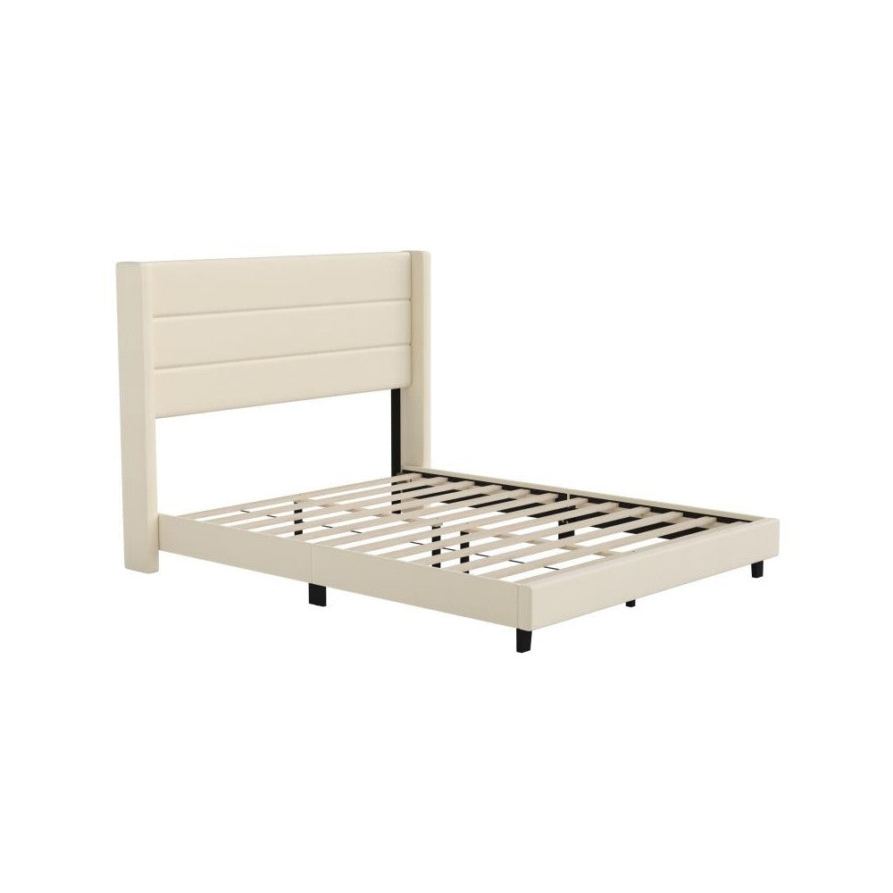 Beige Queen Platform Bed