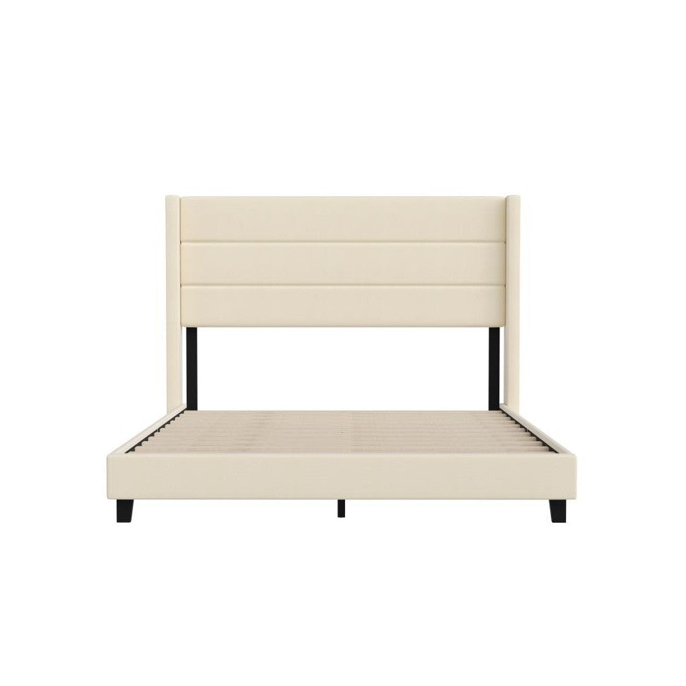 Beige Queen Platform Bed